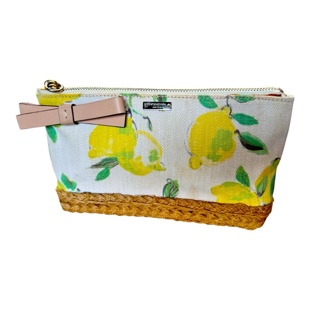 Lemon Print Clutch with Pink Bow
